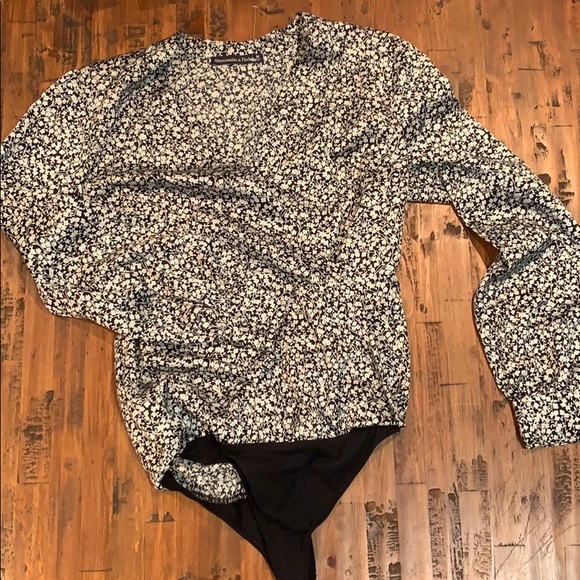 Abercrombie & Fitch Tops - Long Sleeve Wrap Satin bodysuit // medium